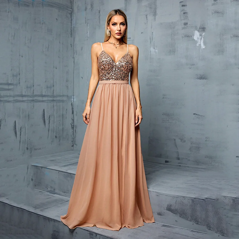 

Formal Reception Playing Performance Welcome Wedding Prom Dress Korea Sequins Long Elegant Party Dresses For Women Luxury 2025