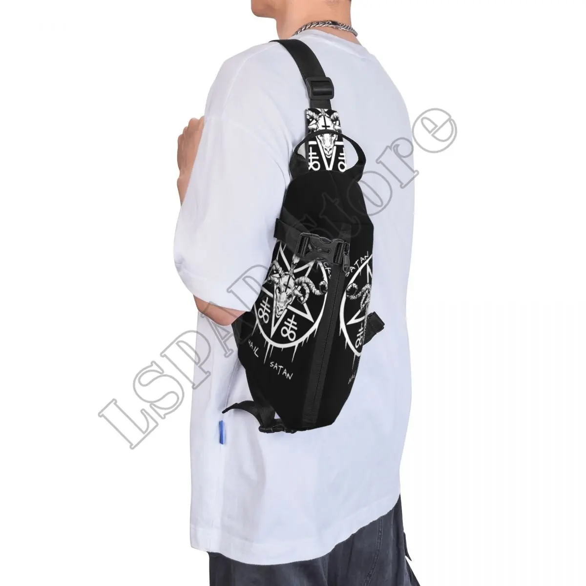 Satanic Occult  Chest Bags Men Satanic Occult Graphic Shoulder Bag Aesthetic School Small Bag Trip Running Sling Bags