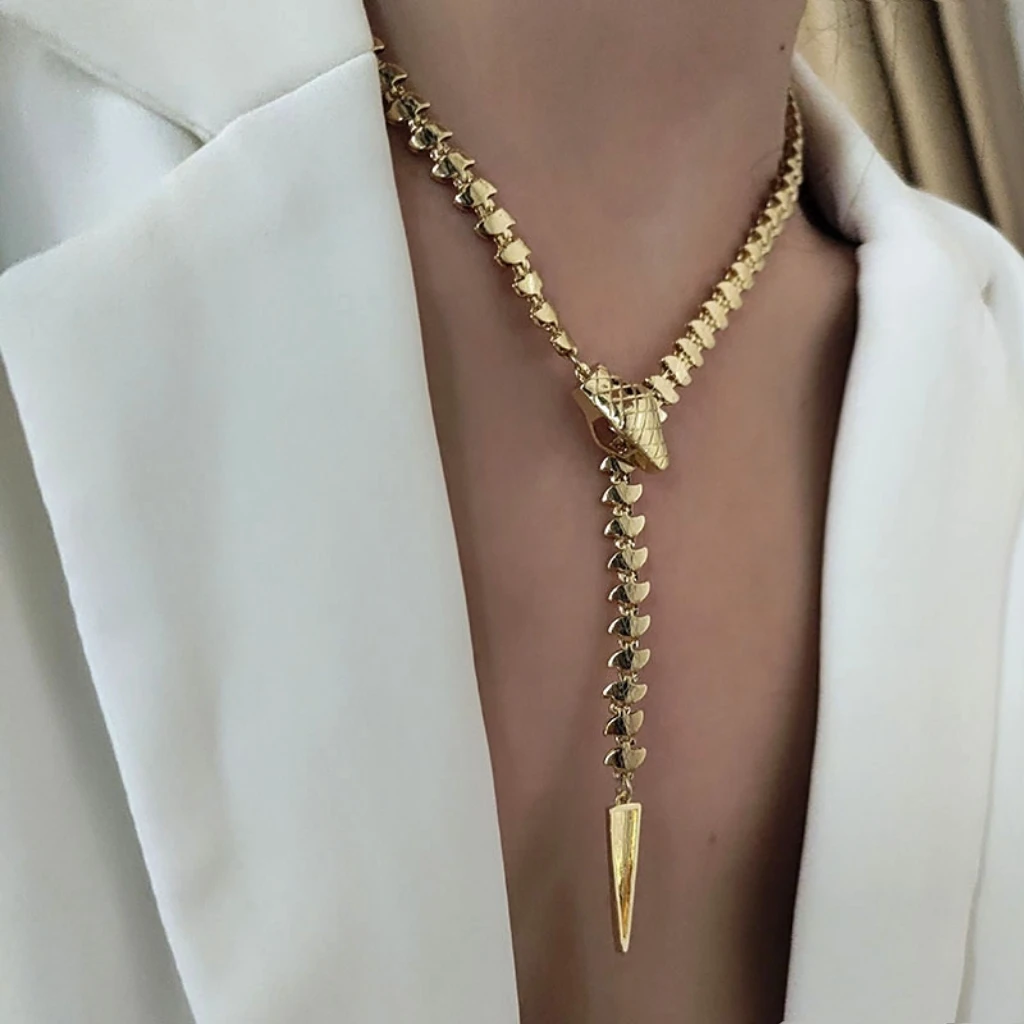 Snake necklace for women drawstring y necklace adjustable minimalist jewelry elegant cool unique jewelry new in