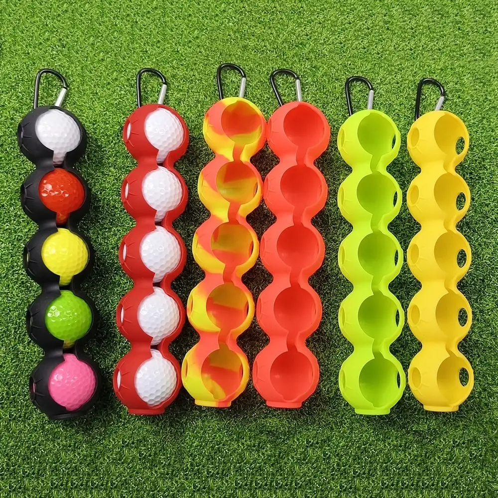 ซิลิโคนนุ่มผู้ถือลูกกอล์ฟ Protector Quick Release Golf Ball-Carrier สําหรับ 5 ลูกพร้อมหัวเข็มขัด