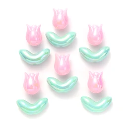 20Pcs Shiny Tulip Acrylic Beads Candy Color Flower Spacer Beads for Diy Jewelry Making Pen Cell Phone Chain Bracelet Accessories