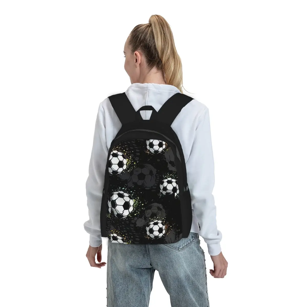 

Football Graffiti Pattern Backpack Student BookBag Kids School Bag Computer Shoulder Bags for Men Women