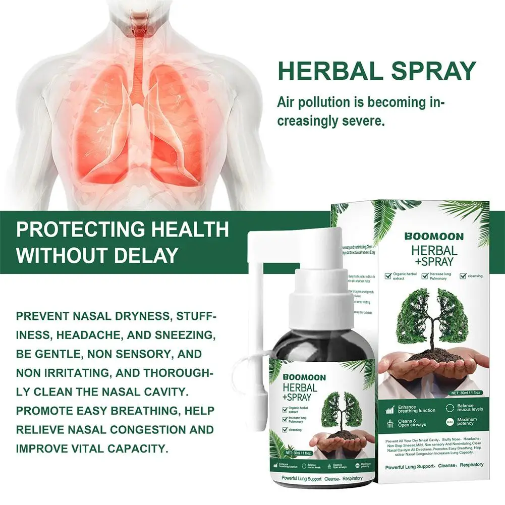 Herbal Lung Cleanse Spray 30ml Powerful Lung Detox Mist Support Smooth Breathing Reduce Cough For Smokers Health