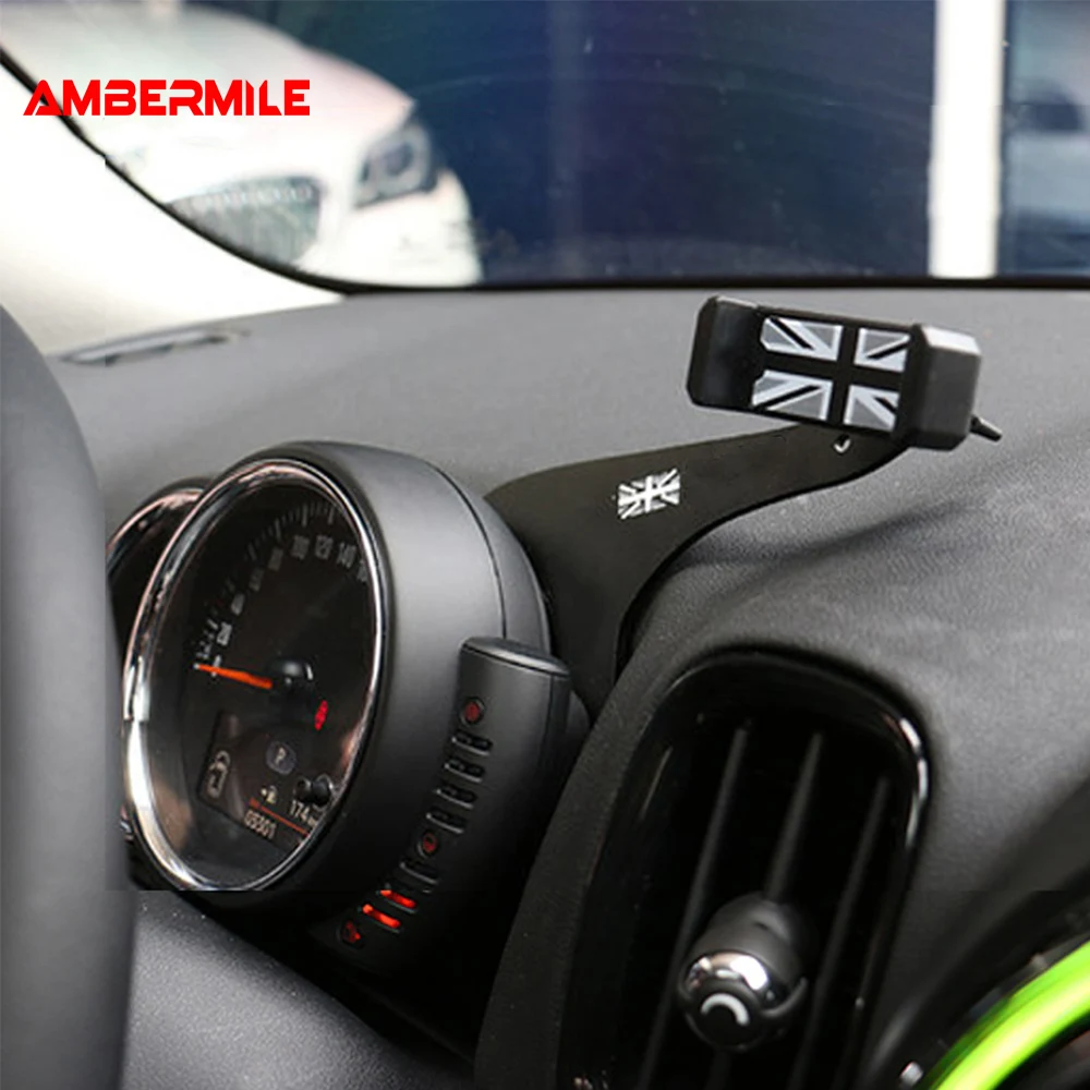 

Gray Union Jack Bracket for Mini Cooper Clubman F55 F56 F54 F60 Accessories Auto Phone Holder Car Mobile Phone Mount Click