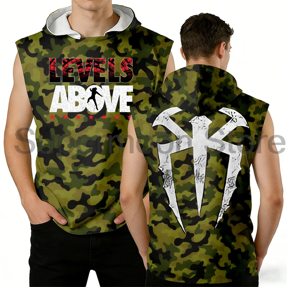 Roman Reigns Levels Above Hooded Tank Tops Unisex Sleeveless Hoodie Women Men Streetwear Gym Vest