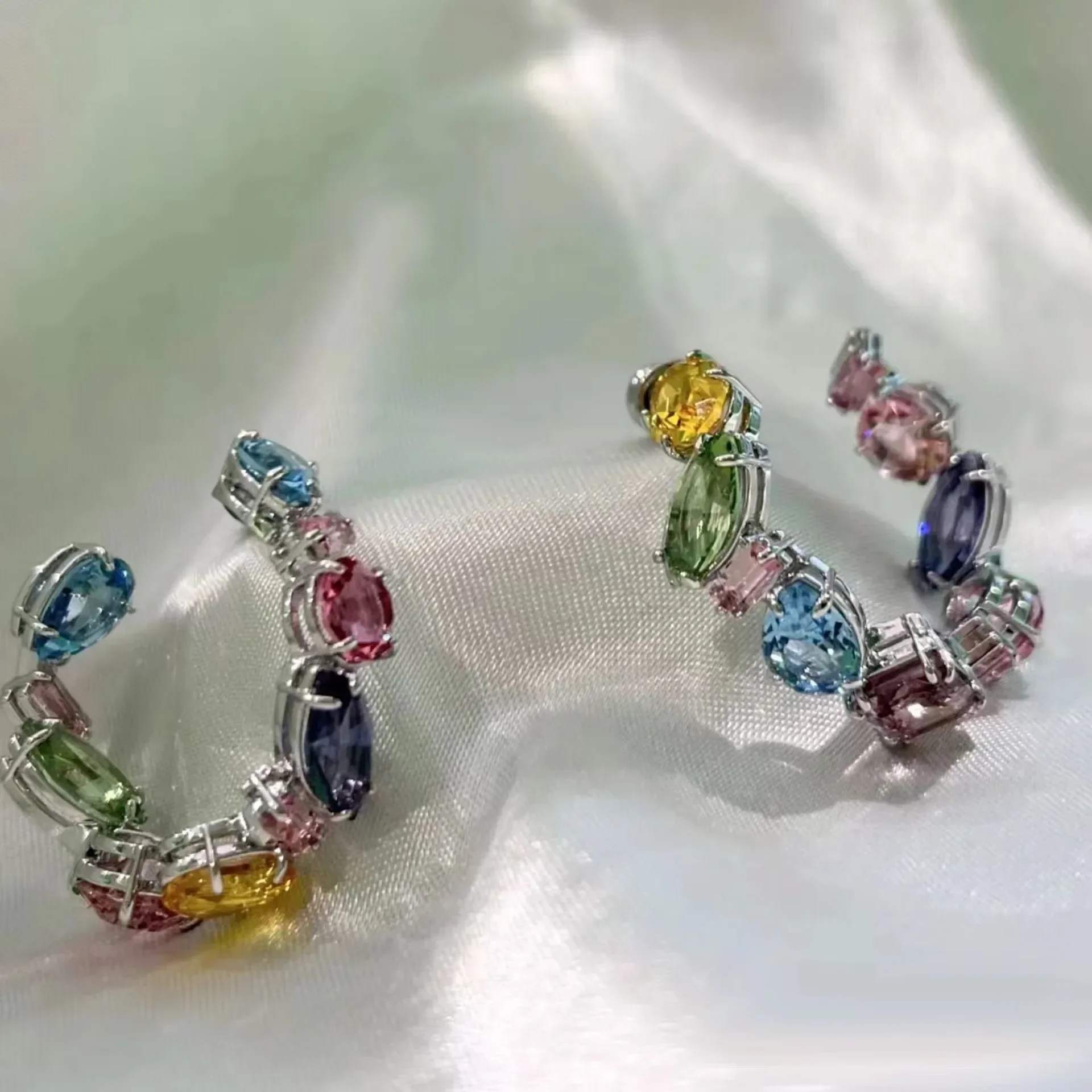 NONE Original farbiger Candy-Kristall 2026, hochwertiges Schmuckset, Luxusmarke, Halskette, Ohrringe, Armband, Ring für Frauen, Hochzeitsgeschenke 8