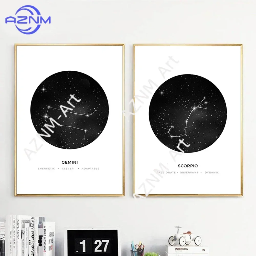Modern Simple Wall Art Astrology Signs Geometric Painting HD Canvas Print Poster Home Living Room Bedroom Decoration