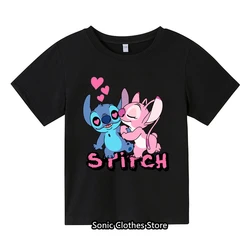 CAN o & Stitch Anime T-shirt pour enfants, mode estivale, dessin animé pour enfants, garçons, filles, une pièce, Sonic Marios, manches courtes