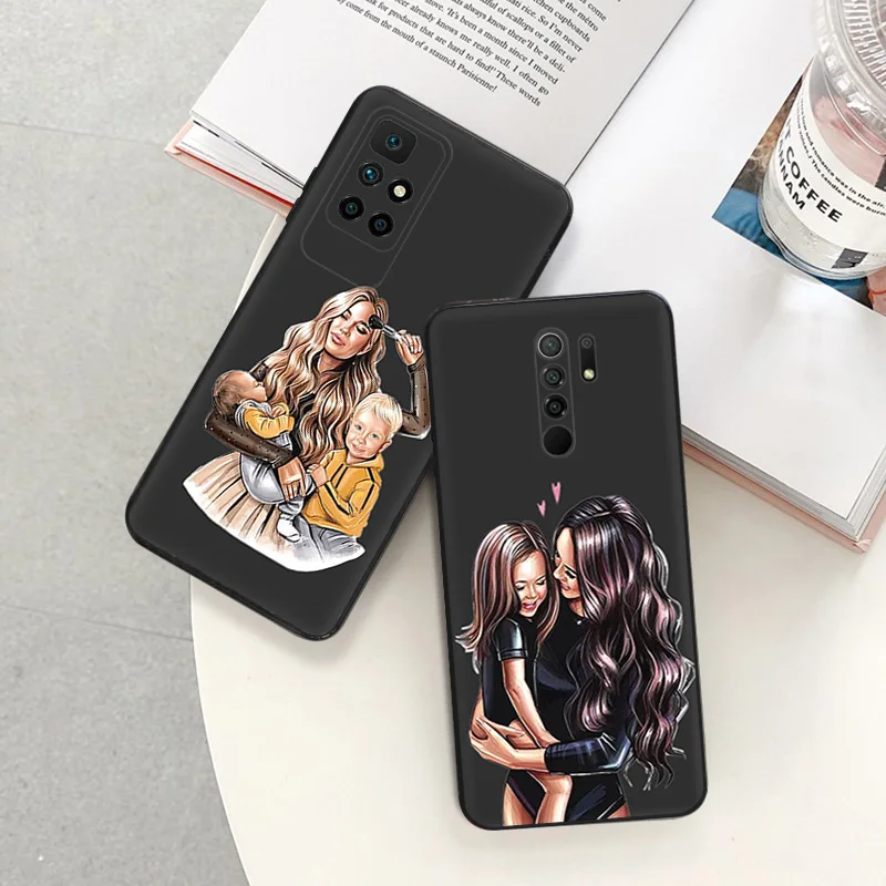 Ultra Thin Phone Case For Redmi Note 9 10 8 7 8t a3x 13 10c 10a 9a 9c 9s 10s mi 9t 10t Pro Black Brown Hair Baby Mama Girl Cover