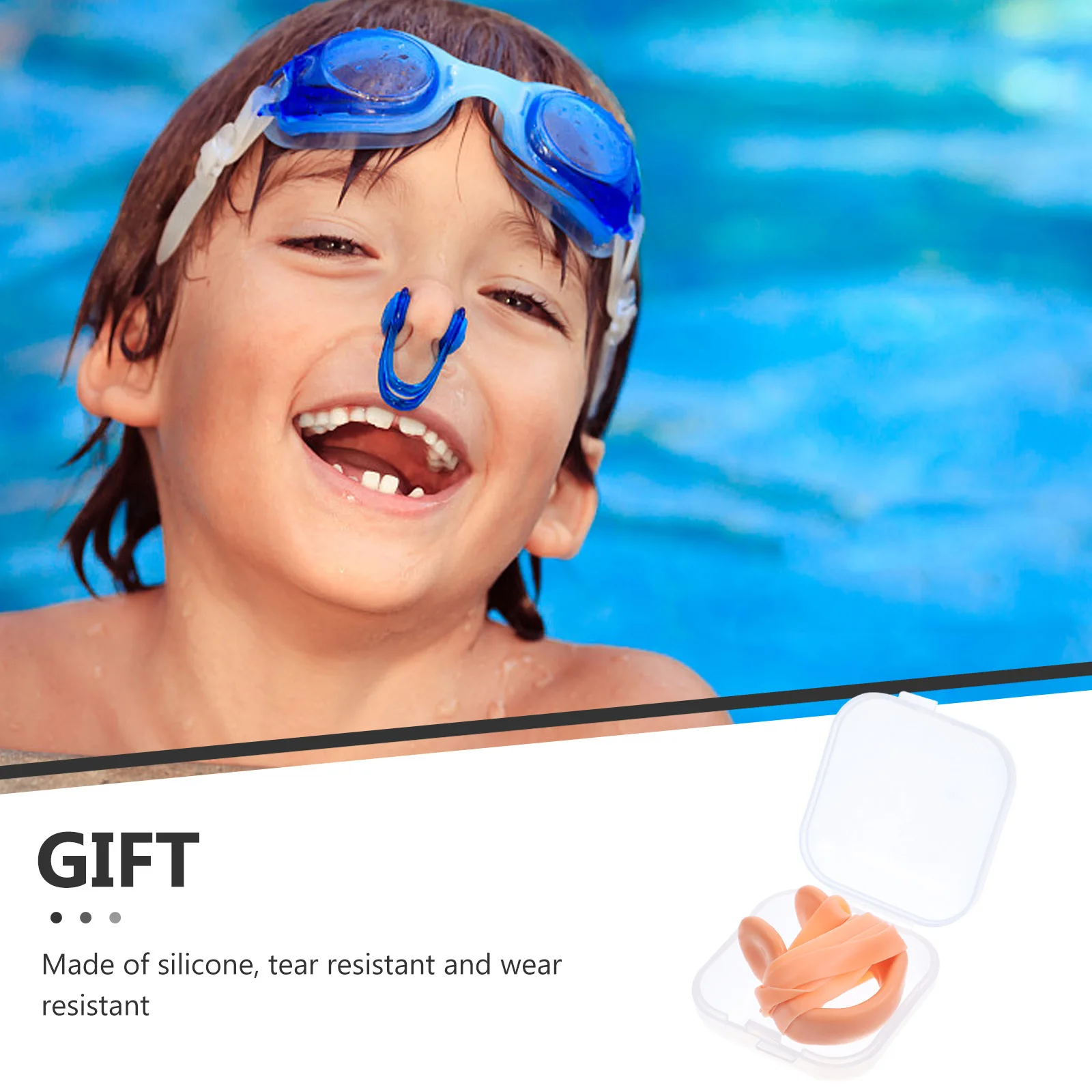 

4Pcs Silicone Swimming Nose Clips Padded Tear Resistant Strap Nasal Splint for Kids Adults Swimming Lesson Gear Accessory