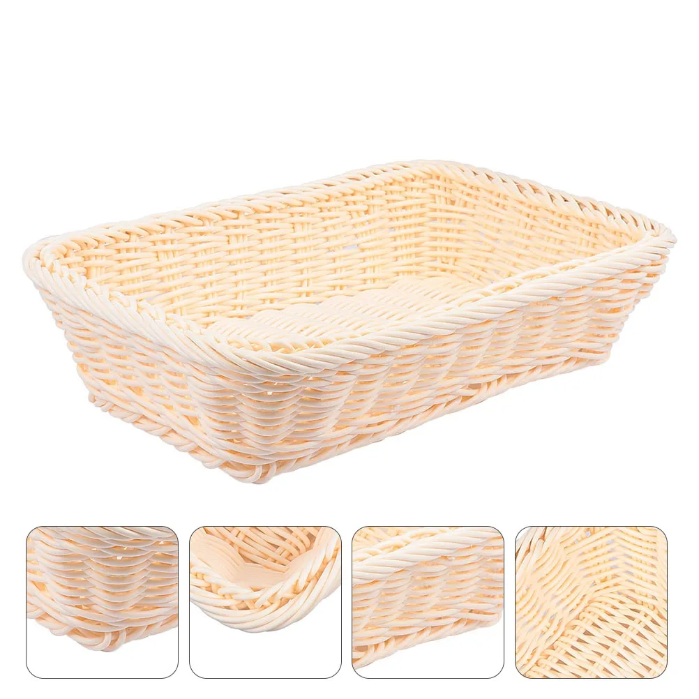 

1 pc Woven Fruit Basket Storage Container For Bread Vegetables Snacks Sundries Display Rustic Style Kitchen Bar Accessories