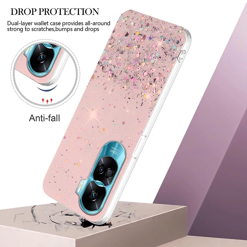 Shockproof Glitter Silicone Case For Huawei Honor 80 70 50 30 20 Pro SE Lite Luxury Crystal Soft Back Case 9X Pro 8X X40 X30 i