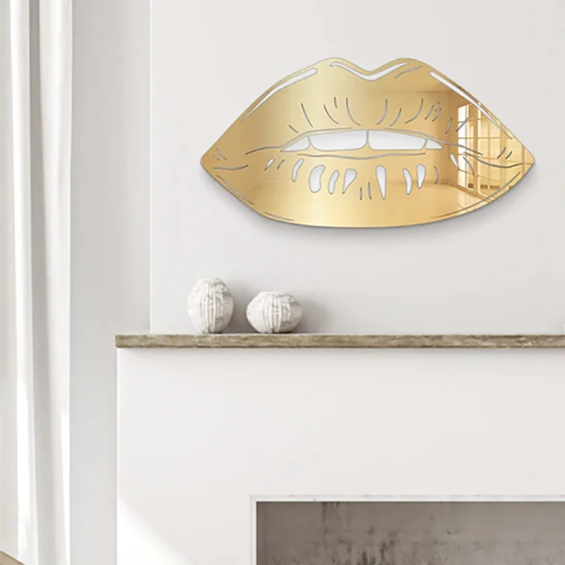 3D Acrylic Business Signs Mirrored Lips Wall Art Decor Kiss Lips Logo Girls Dorm Room Aesthetics Decor Beauty Studio Signage