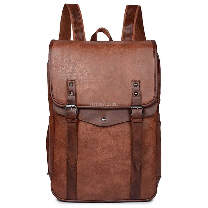 Men Luxury School Bags Leather Backpacks Multifunctional Vintage Waterproof Backpack Travel Retro 15.6 Inch Laptop Bag for Men