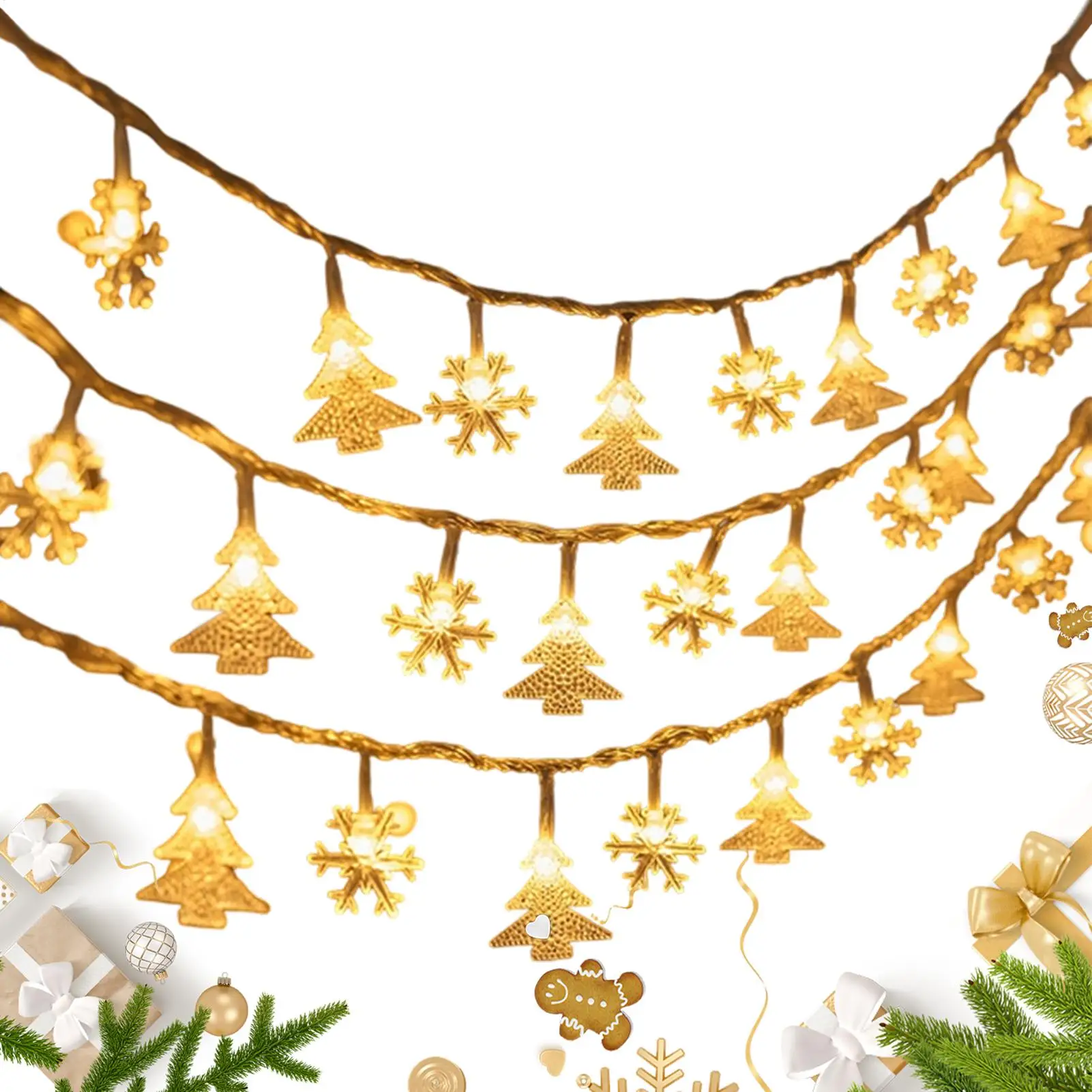 LED Christmas Lights Waterproof 16Ft Fairy 50 LED String Lights Christmas Decor For Indoor Outdoor Garden Yard Patio Porch