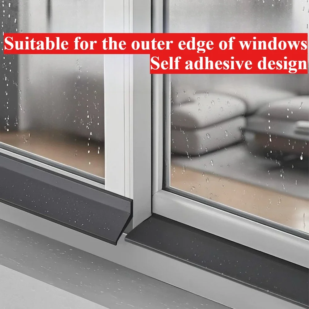 1m Rubber Waterproof Self Adhesive Strip for Window Glass Door Balcony Sliding Windproof Soundproof Sealing Home Weatherstrip