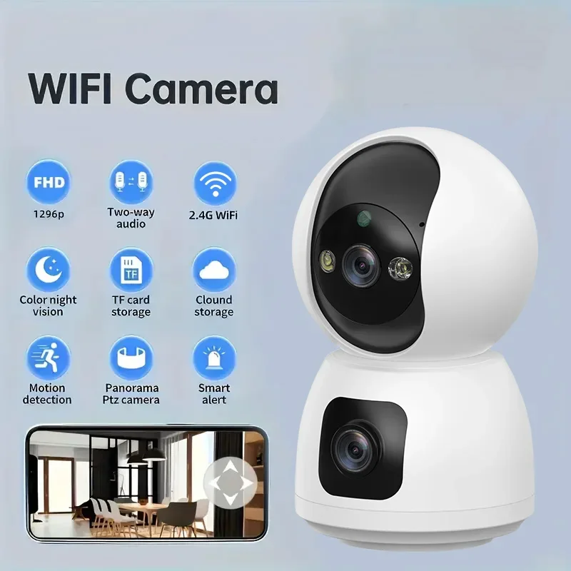 

Камера видеонаблюдения HONGTONG 2K с функцией панорамирования и наклона, ночным видением, двусторонней аудиосвязью и сигнализацией для наблюдения за детьми, собаками и обнаружения движения