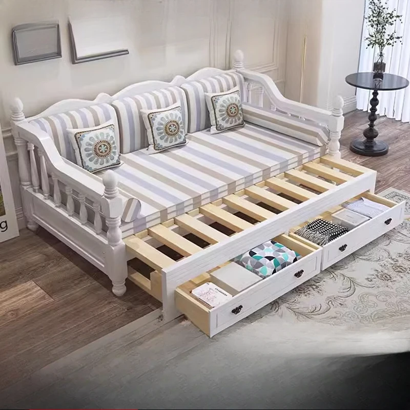 

American solid wood sofa bed dual-purpose foldable multi-functional living room 2022 new small apartment double pull-out bed