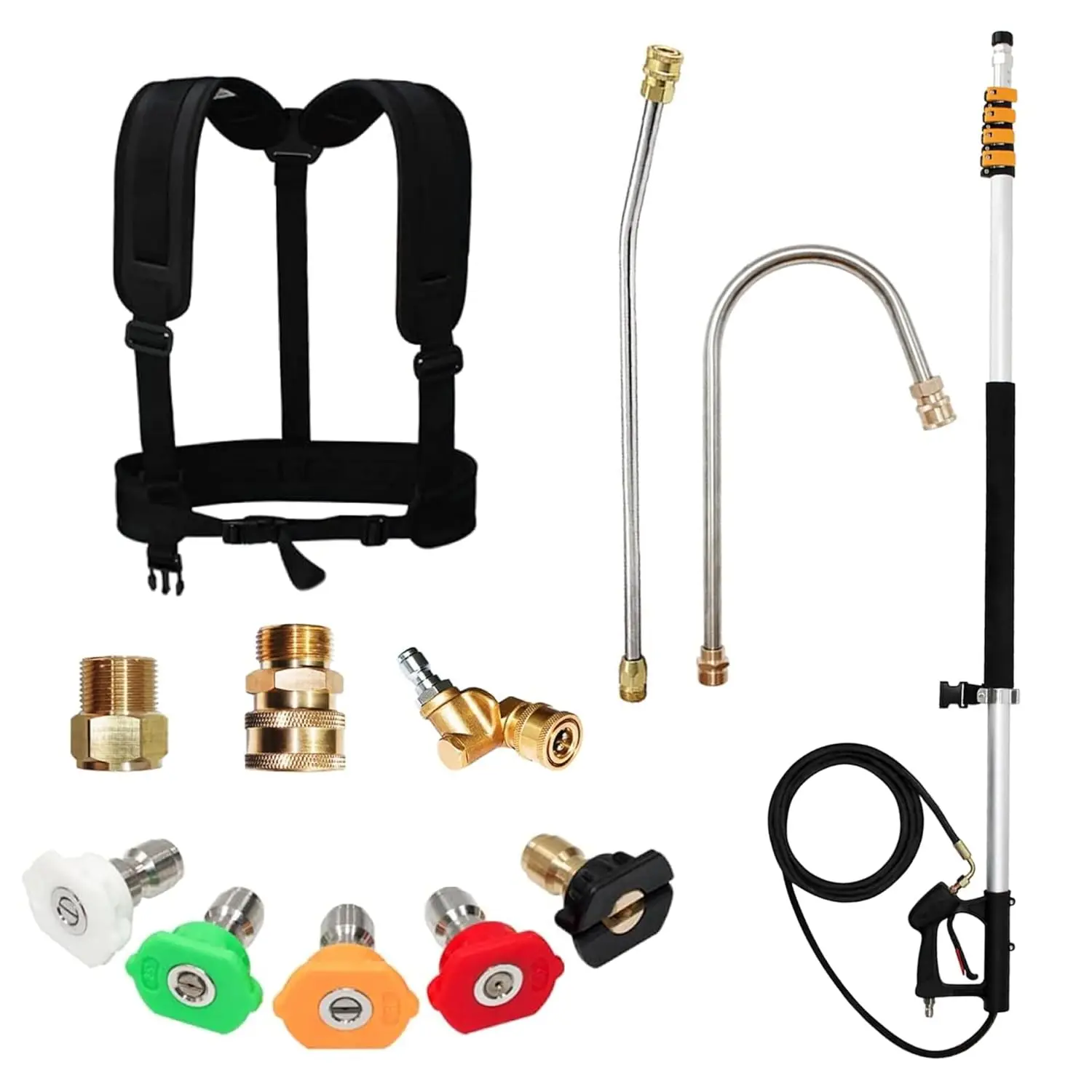 

Телескопическая удлинительная палочка для мойки высокого давления 20 футов — инструмент для очистки желобов с 5 насадками, 4000 фунтов на квадратный дюйм, быстрое подключение