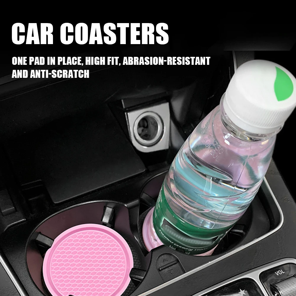 1PC Car Cup Holder Drink Pad Anti-slip Mat Round Car Coaster Black Gray Cup Holder Insert Coaster Cup Mats Interior Accessories