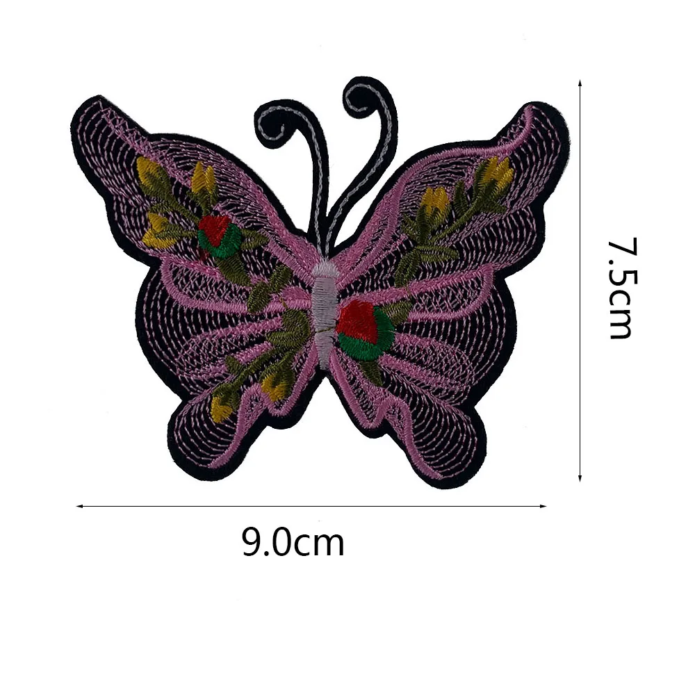 2/6 szt. Naszywki z haftem motylkowym do odzieży damskiej żelazko na łatce tkanina do szycia DIY akcesoria odzieżowe 9x7.5cm