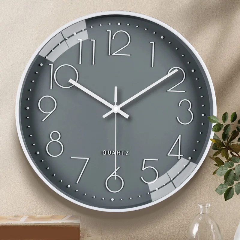 

12 Inch Large Black 3D Wall Clock Brief Design Silent Hall Timepiece For Living Room Study Bedside Kitchen Electronic Home Decor