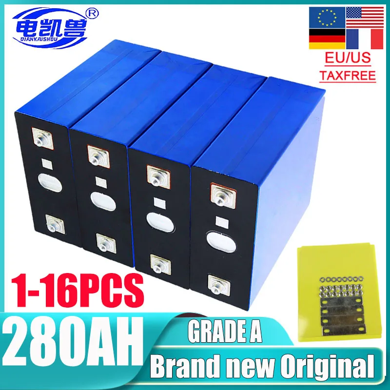 

2024 New 3.2V 280AH 310AH LiFePo4 Battery DIY 12V 24V 48V A-Class Golf Cart Marine Rechargeable Battery Pack EU/US Duty Free