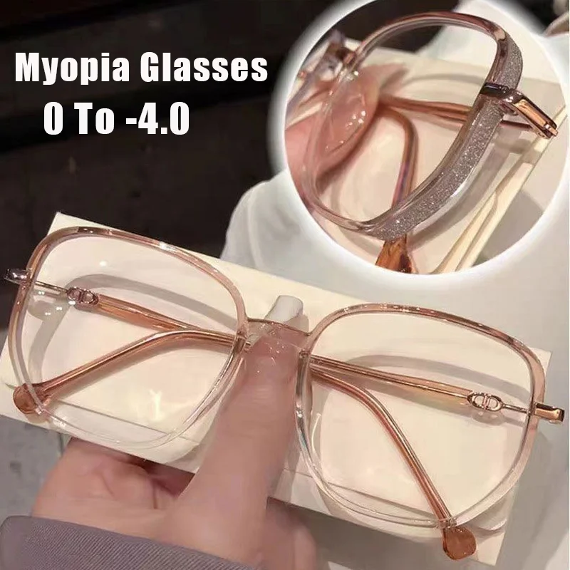 

Starry Glitter Frame Myopia Glasses Women's INS Style Minus Diopter Eyeglasses Short Sight Glasses for Men Diopter 0 To -4.0