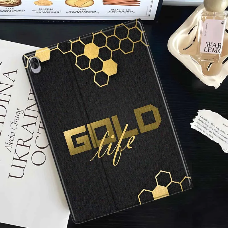 Golden Hexagon Pattern For Huawei MediaPad 11 M5 M6 ES Pro M5Lite Honor Pad V7 V8 X7 X8 X9 GT Pro Tab Tablet Case Soft