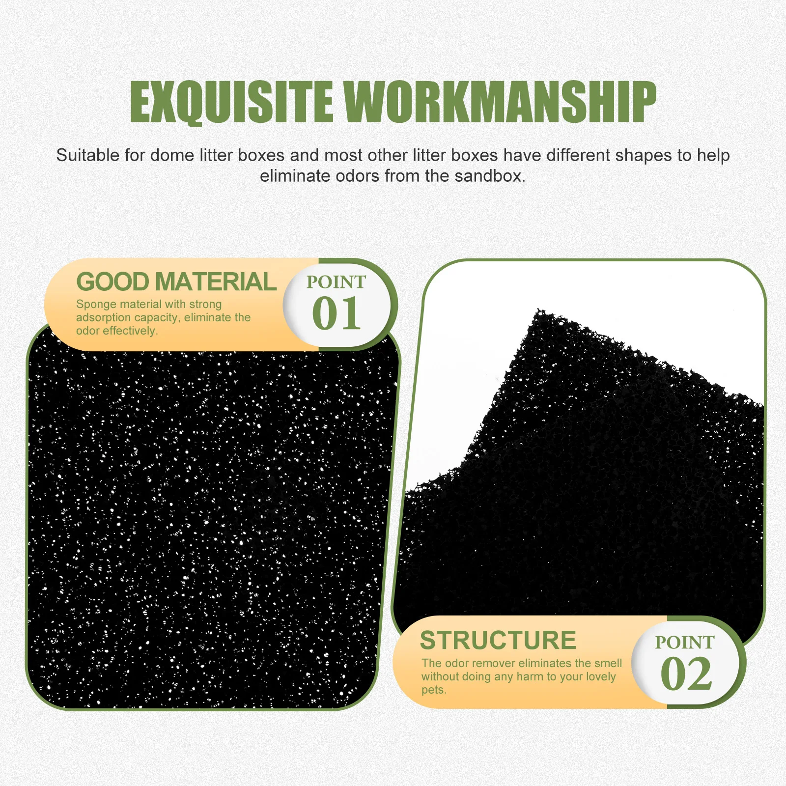 

10pcs Deodorizing Filter Pads For Box Sponge Pet Deodorizer Replaceable Cat Litter Accessories Household Litter Supply