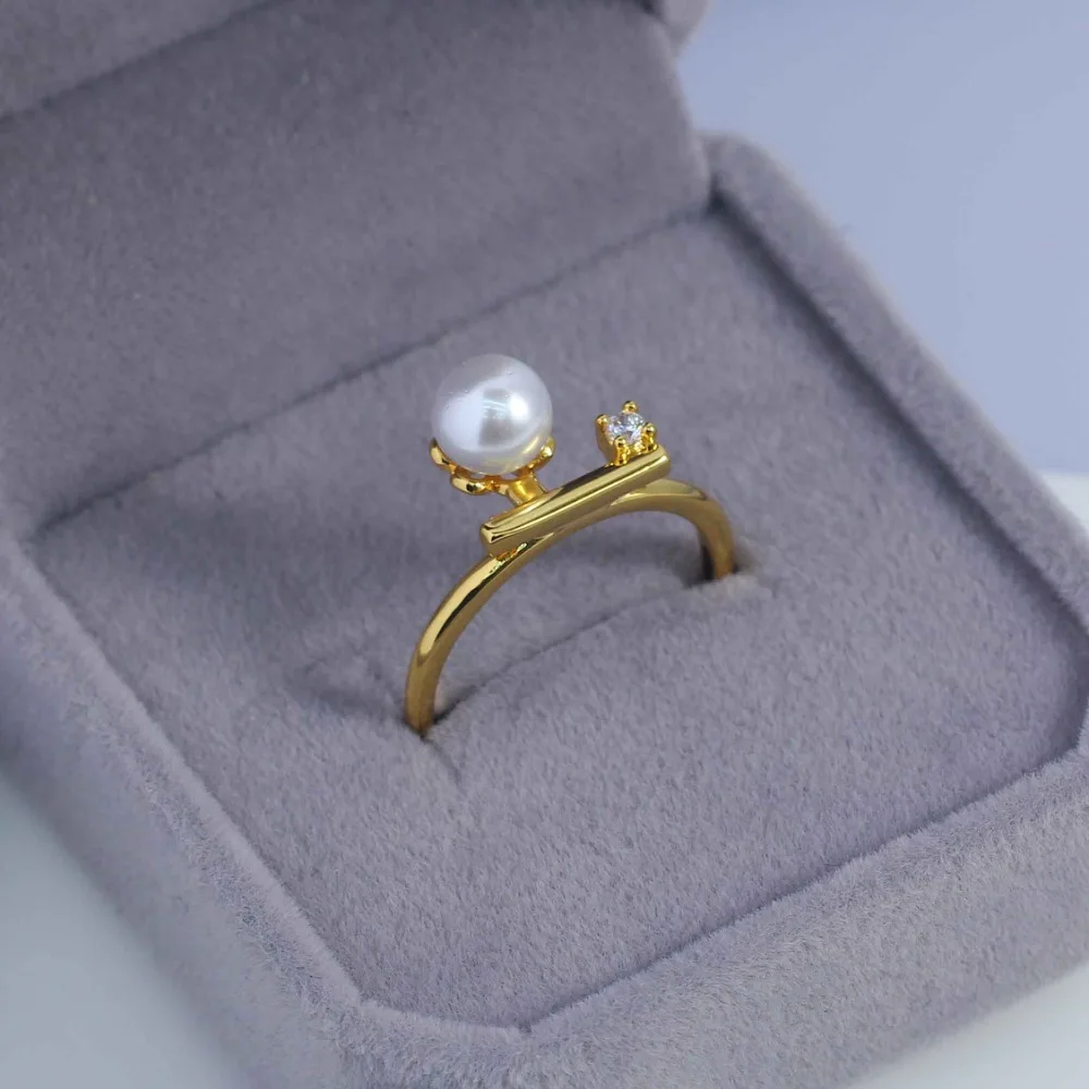 

5pcs Adjustable Gold Plated Pearl Ring Settings Findings & Accessories-for Jewelry Making Bulk Wholesale Craft Supplies 8-9mm