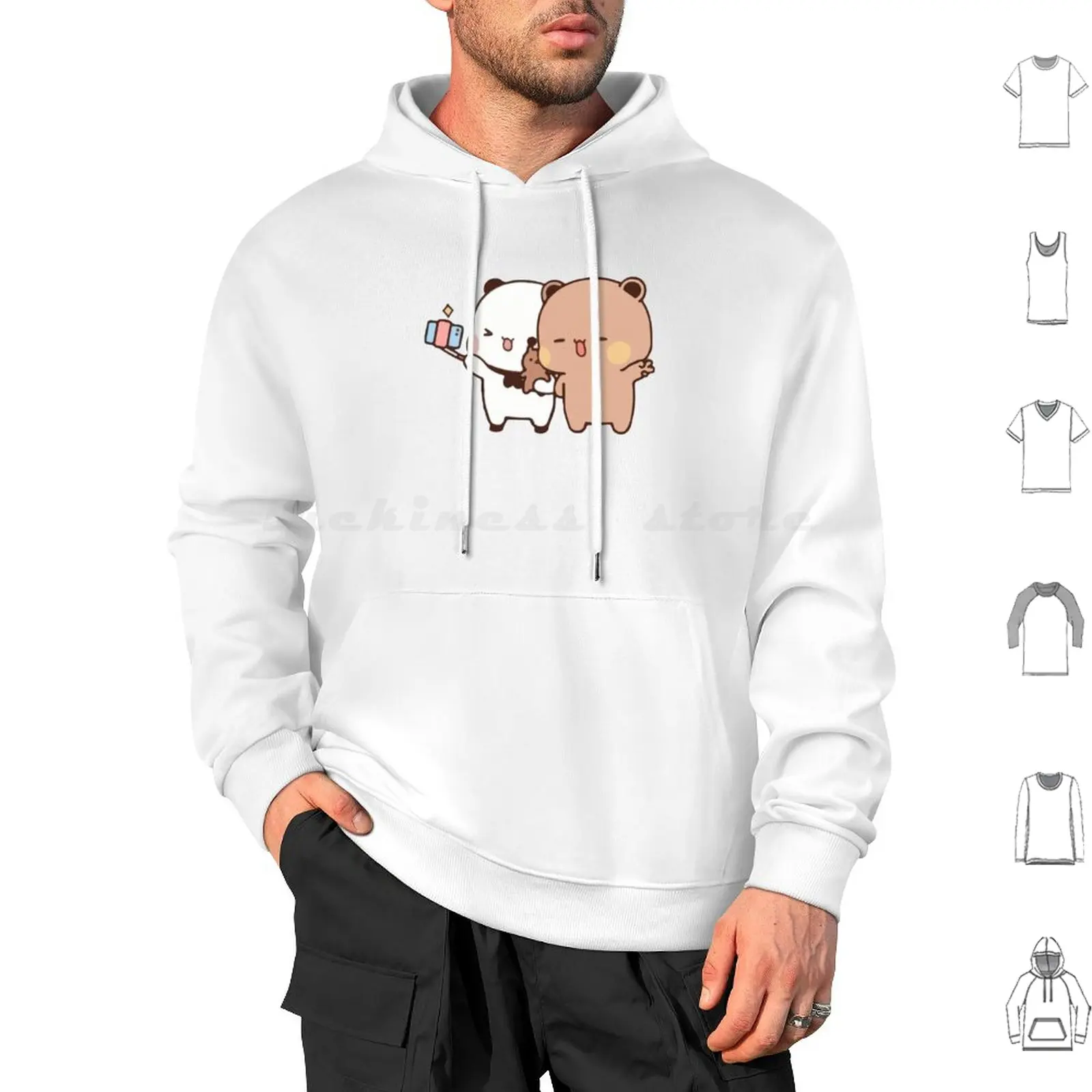 Bear And Panda Bubu Dudu Balloon Hoodies Long Sleeve Bear And Panda Bubu Dudu Balloon Love Cute Panda Bear Bubu Dudu