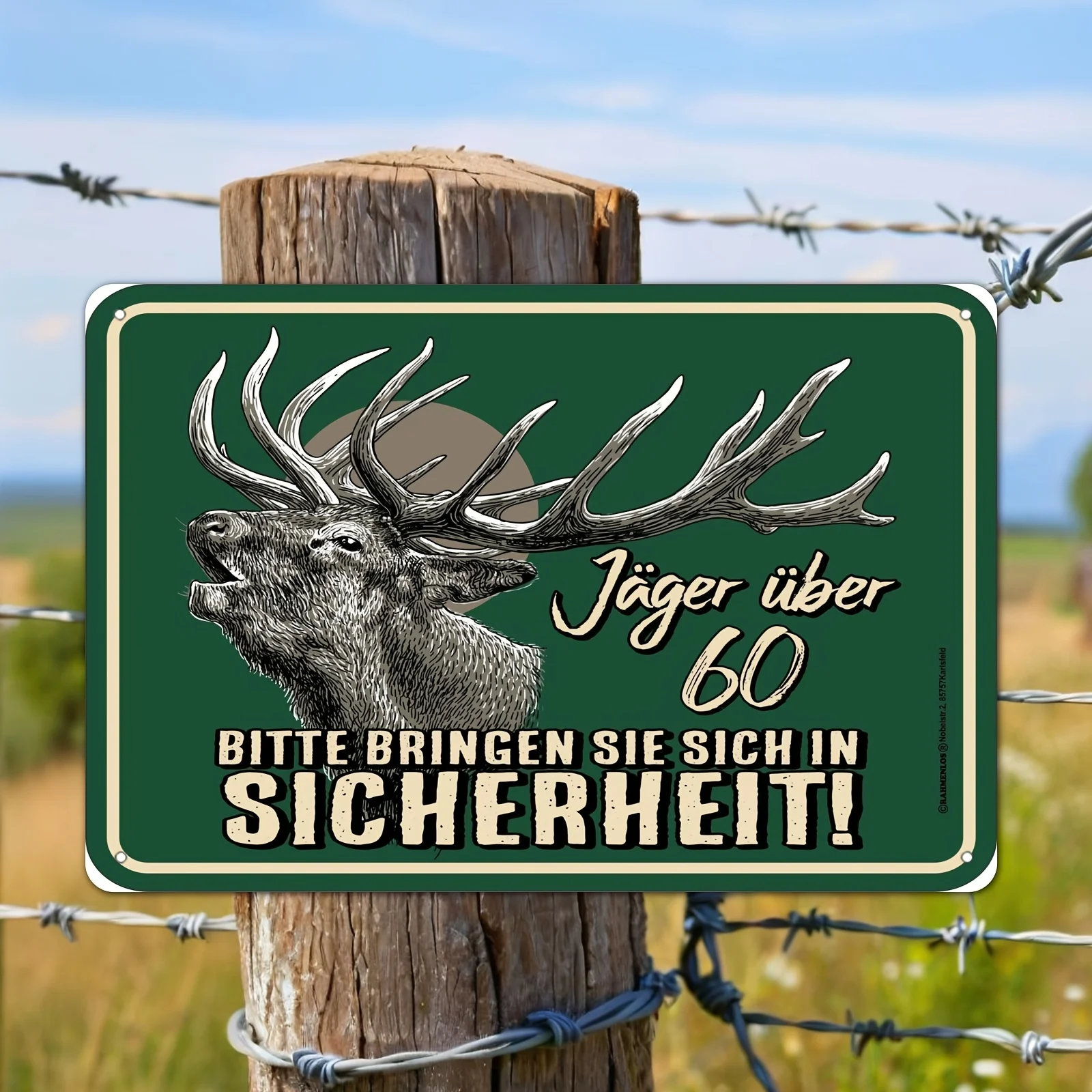 Vintage German Humorous Tin Sign 