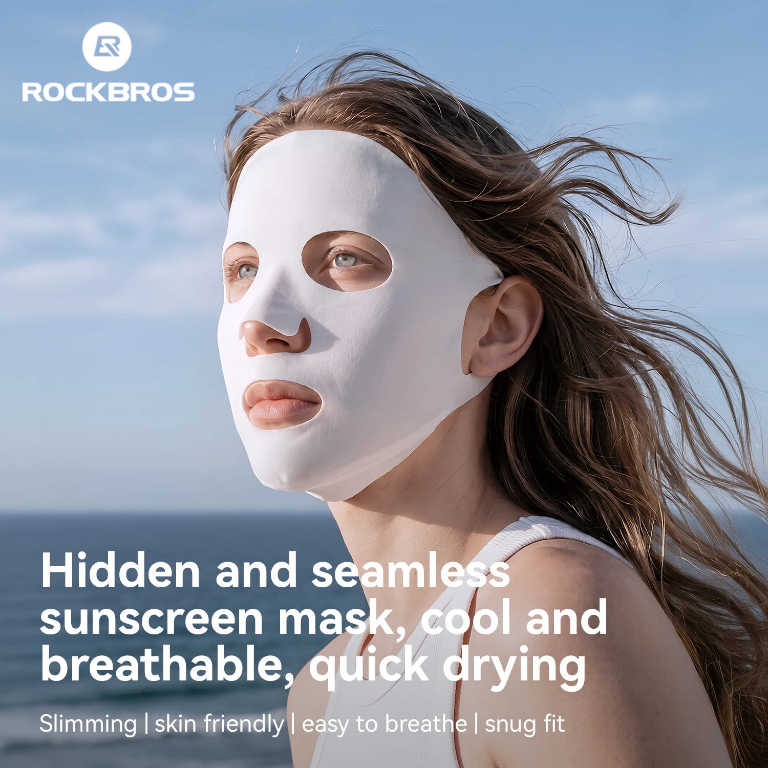 ROCKBROS Cycling Face Mask Summer Full‑Face Cooling Sunshield Face Coverage Ice‑Silk Breathable Anti‑UV Sun Protection Bike Mask