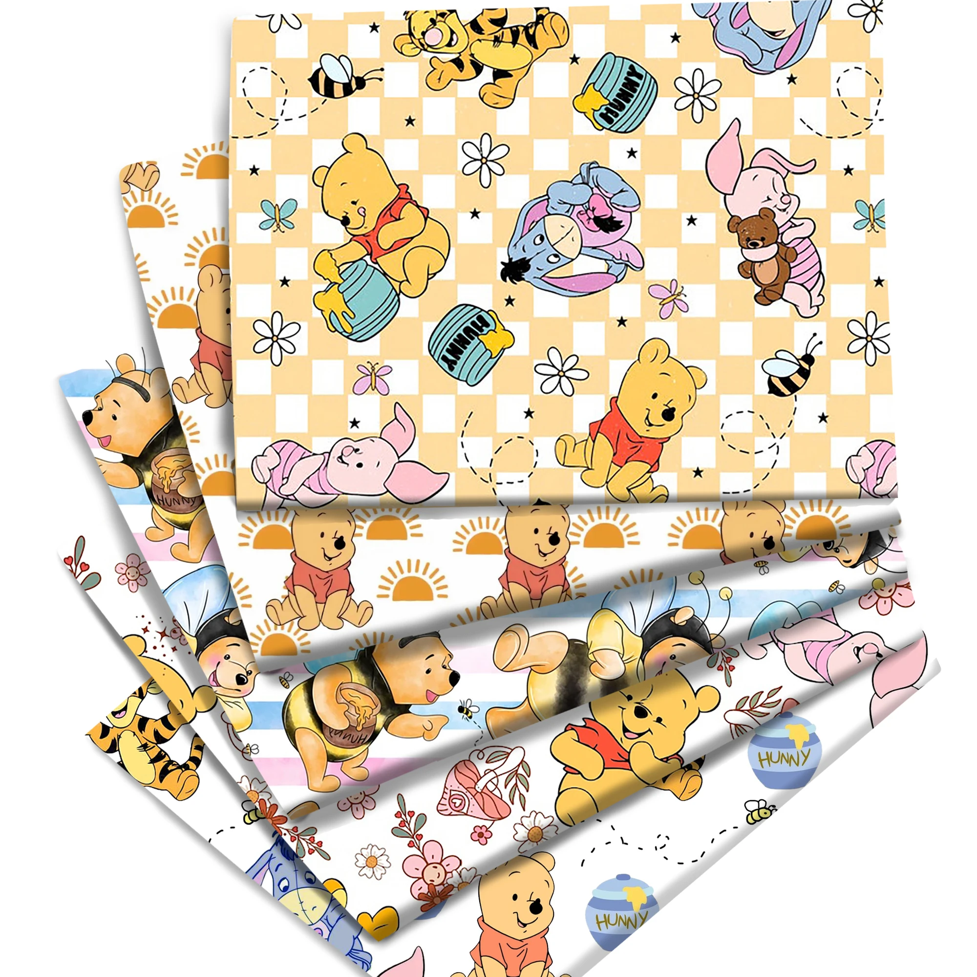 FREE SHIP 50*145cm By Half Yard Disney Winnie the Pooh Tigger Piglet Cotton Fabric Patchwork Sewing Dress Cloth Making