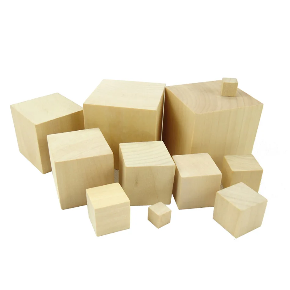 

1-8cm Log Cube Building Blocks Square Cube Wood Blocks Solid Wood Rectangle Mathematical Teaching Aids Building Model Materials