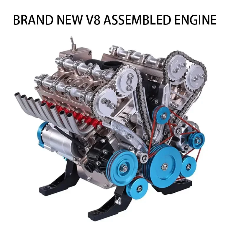 500+ Parts TECHING V8 Engine Metal Model Kit DIY Assembly Mini Eight Cylinder Engine Model Experiment Educational Toy