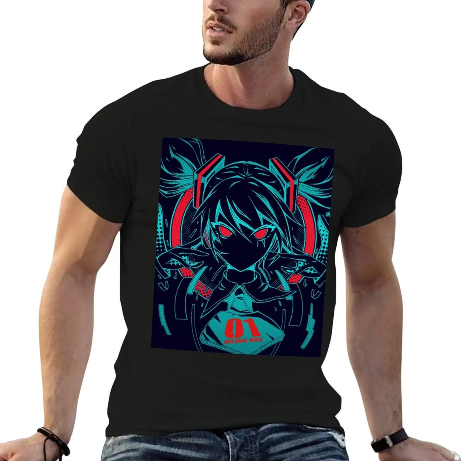 

funny Miku custom T-Shirt Digital man print t shirts for cotton Diva shirt t