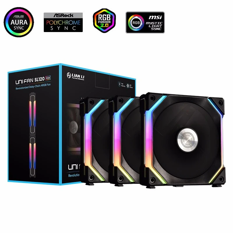 LIANLI UNI FAN SL120 Cable Free,PIN To PIN Contact Point For Receiving Power Signal / Designated Cable Modules /Black /White