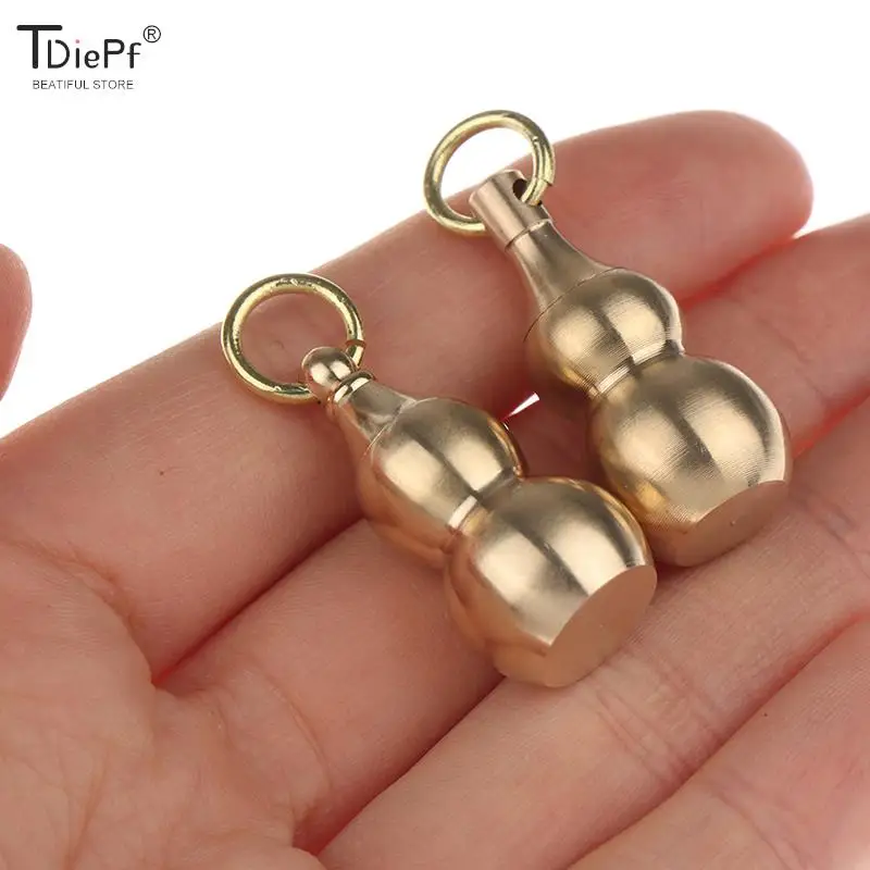 1pcs Mini Brass Pill Case Gourd Pendant Pill Box Irregular Jar Keychain Hanging Medicine Case Container Bottle