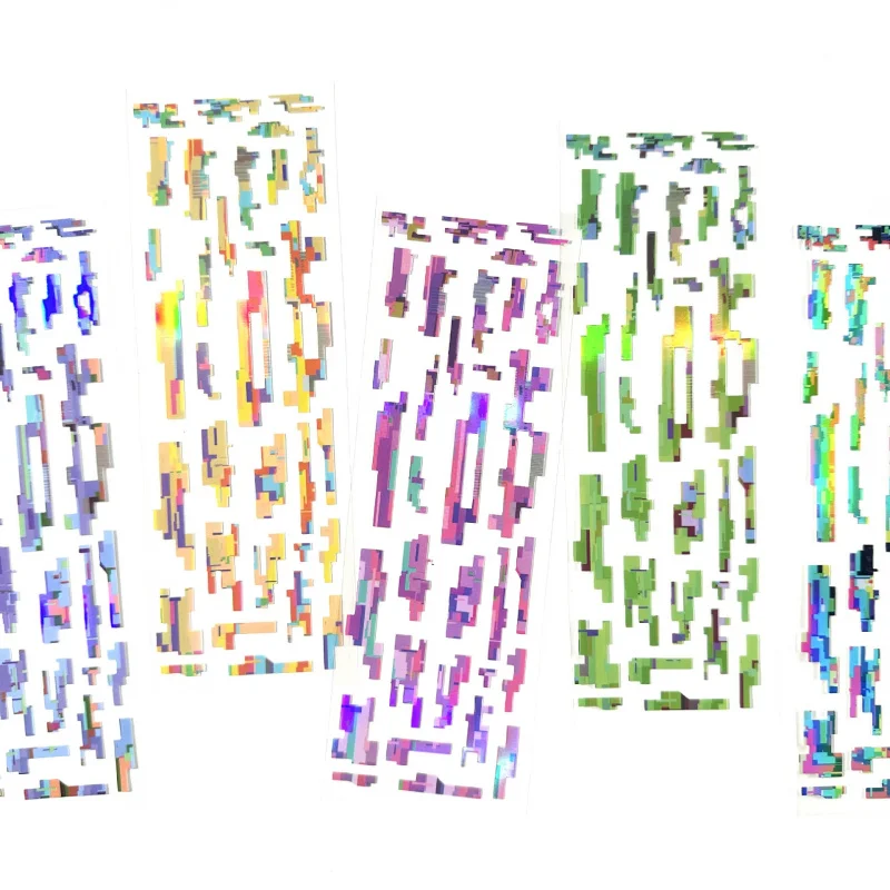 Laser Cyberpunk Mechanical Wind Fault Stickers Handbook Star Card Photo Notebook Diary Scrapbook DIY Decorative Cartoon Stickers