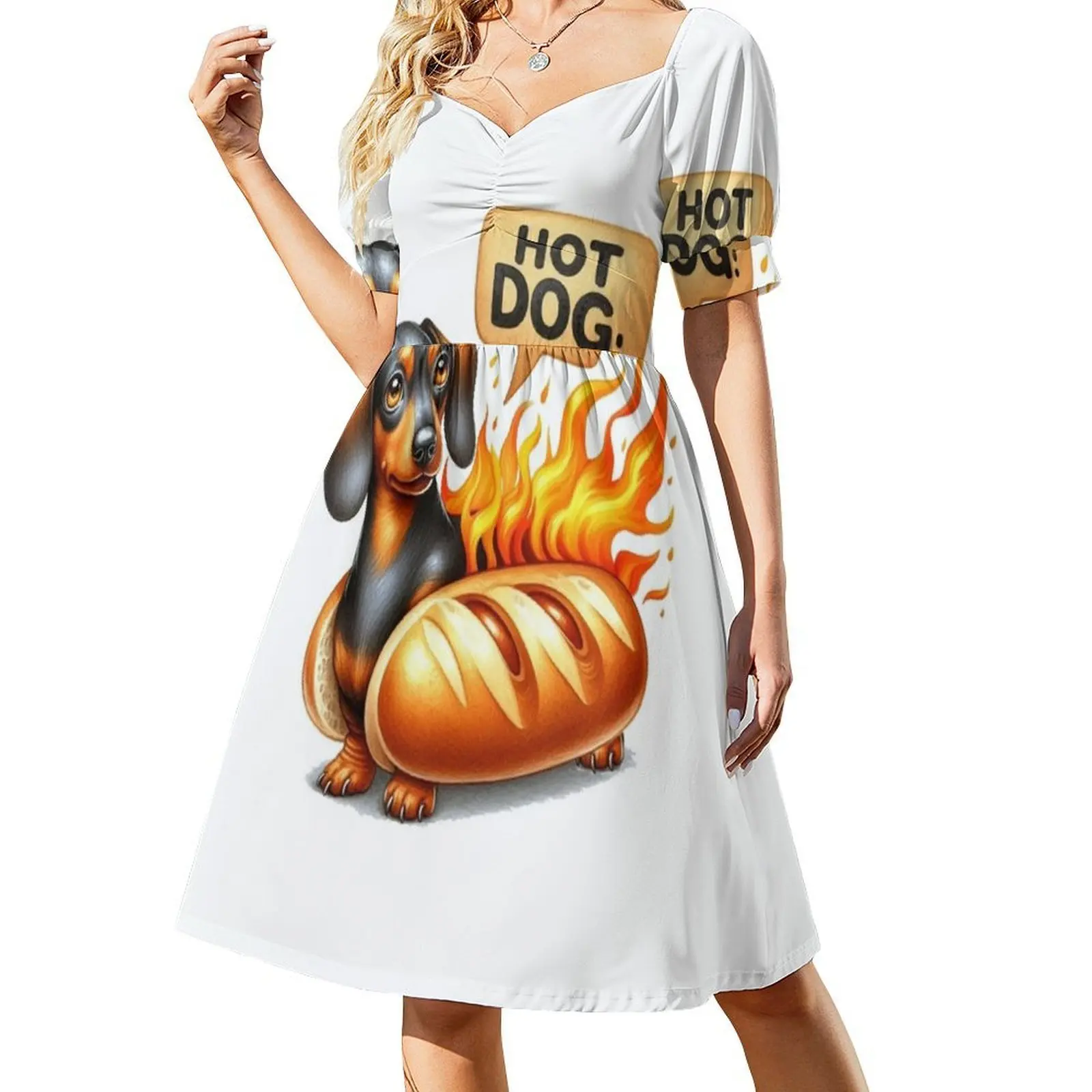 فستان هوت دوج على الطراز الكوري للنساء فستان كاجوال أنيق للحفلات أو الارتداء اليومي هوت دوج هوت دوج داشوند هوت دوج هوت دوج هوت