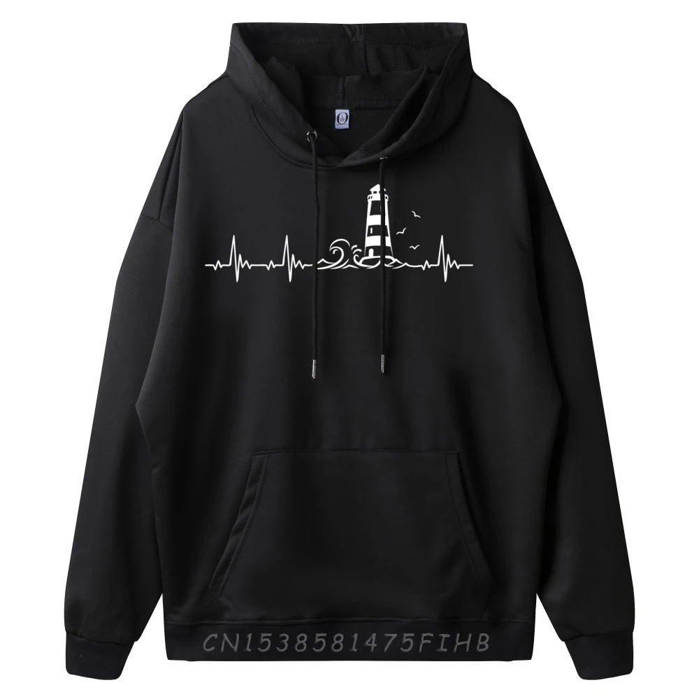 Lighthouse Sea Vacation Heartbeat Camisas Basicas Hombre Student Man Clothes Tops Hoodie Man Sweatshirts