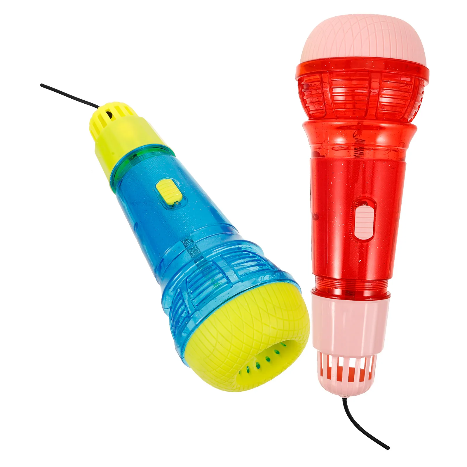 

2 Pcs Fake Microphone Microphone Toys Crystal ange Purple 24cm ABS Kids Singing Stage Pretend Play Educational Gift