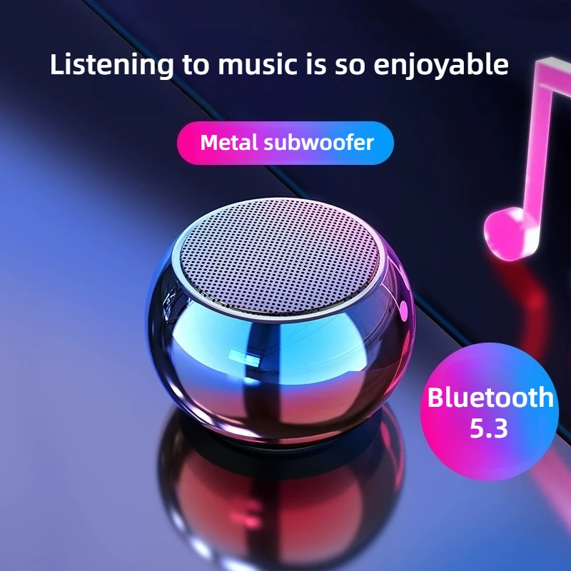

Portable Colorful Wireless Bluetooth Speaker Small Audio Large Volume Game Music Outdoor Travel Lightweight Metal SubwooferAudio