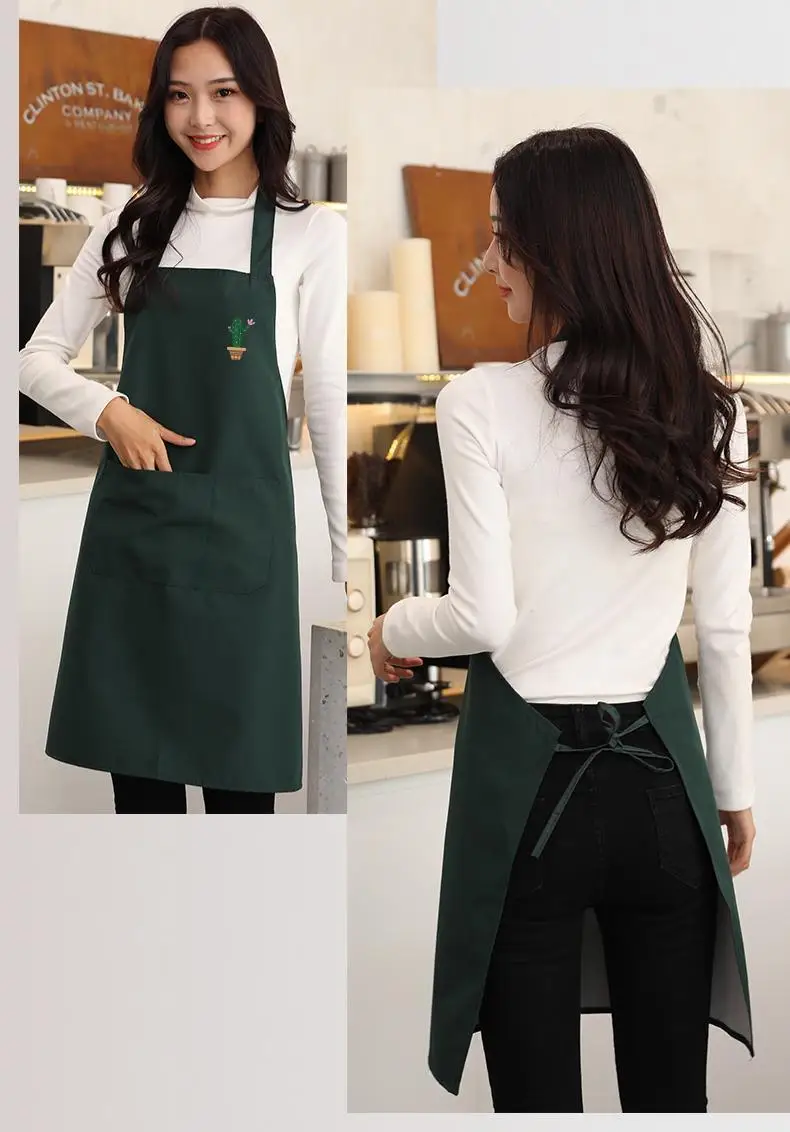 Canvas Kitchen Aprons For Woman Men Chef Work Apron For Grill Restaurant Bar Shop Cafes Beauty Nails Studios Uniform Fashion