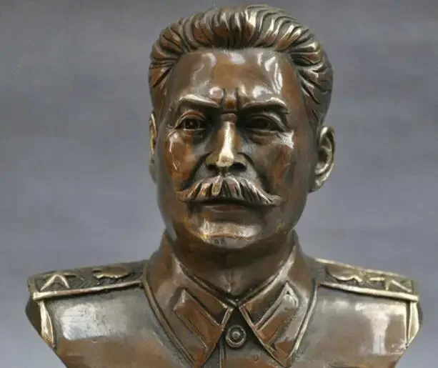 Copper Statue 6'' Russian Leader Joseph Stalin Bust Bronze Statue