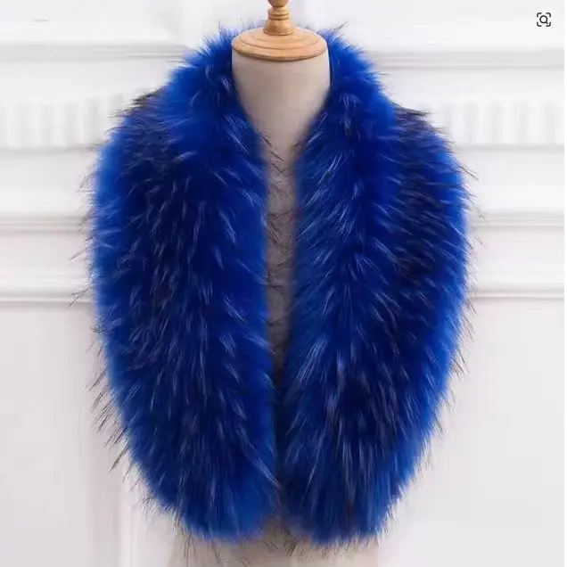Natural Fur Collar Real raccoon fur fox collar natural scarf Genuine Big Raccoon Jacket Fur scarf warp shawl winter neck warmer view 3