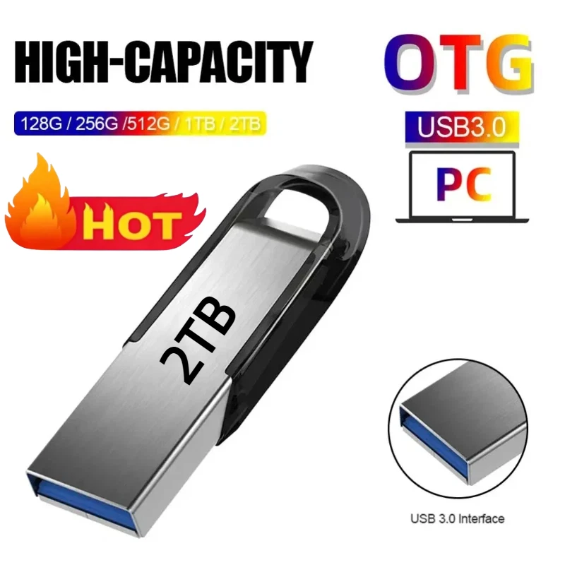 High Speed Pendrive USB Flash Drive Metal U Disk 128GB 2TBType-C Memory Stick 512GB Waterproof Storage PC Phone Data Transfer