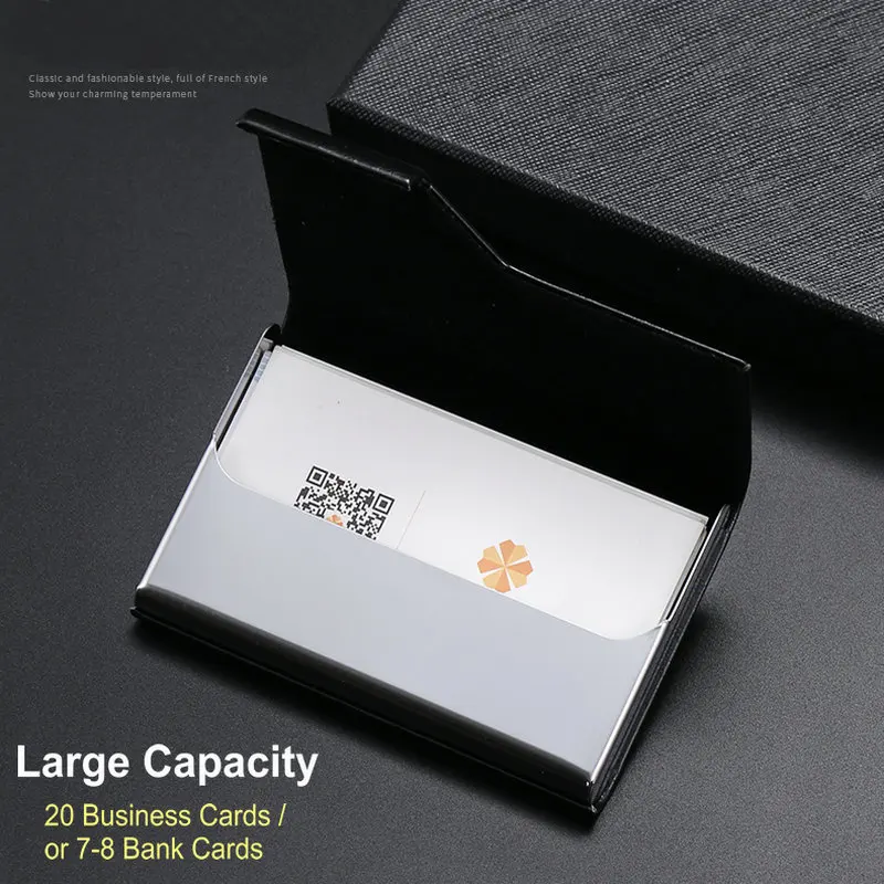 Fashion Business Card Case Men's Imitation Leather Business Card Holder Custom Logo Leather Card Box Visiting Card Holder Women